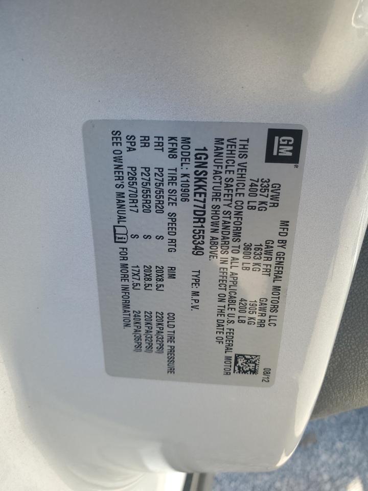 2013 Chevrolet Suburban K1500 Ltz VIN: 1GNSKKE77DR155349 Lot: 82336694