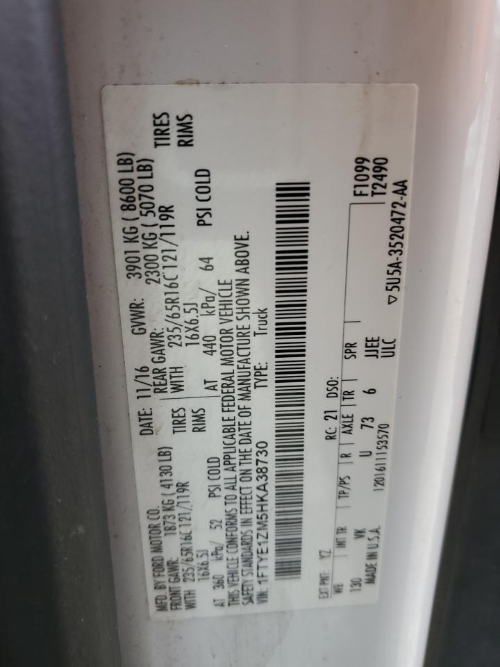 1FTYE1ZM5HKA38730 FORD TRANSIT 2017