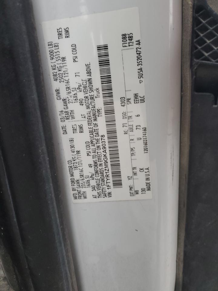 1FTYR1ZM9GKA90378 FORD TRANSIT 2016