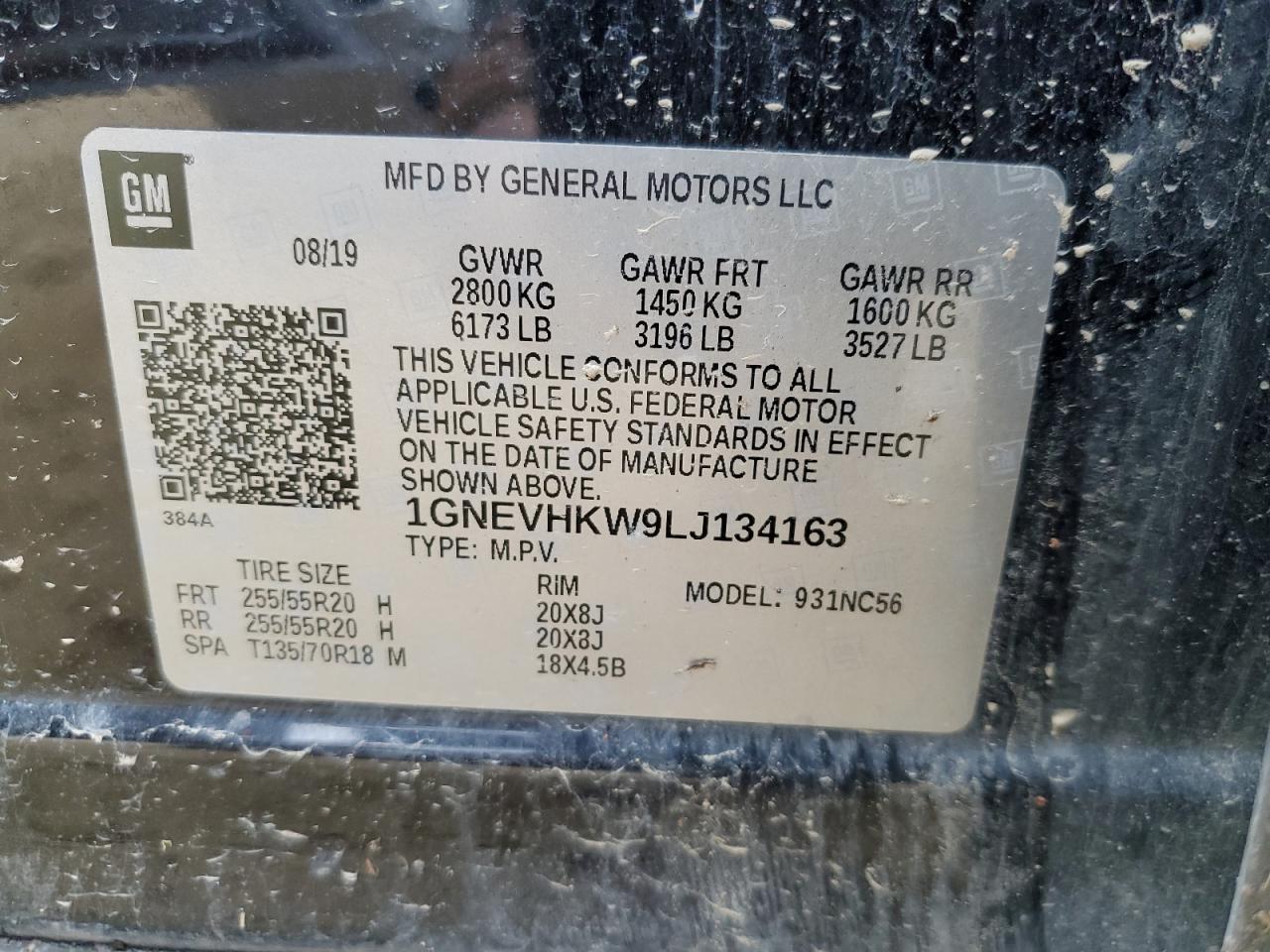 1GNEVHKW9LJ134163 CHEVROLET TRAVERSE 2020