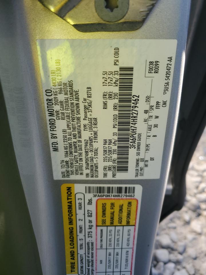 3FA6P0H74HR279462 FORD FUSION 2017
