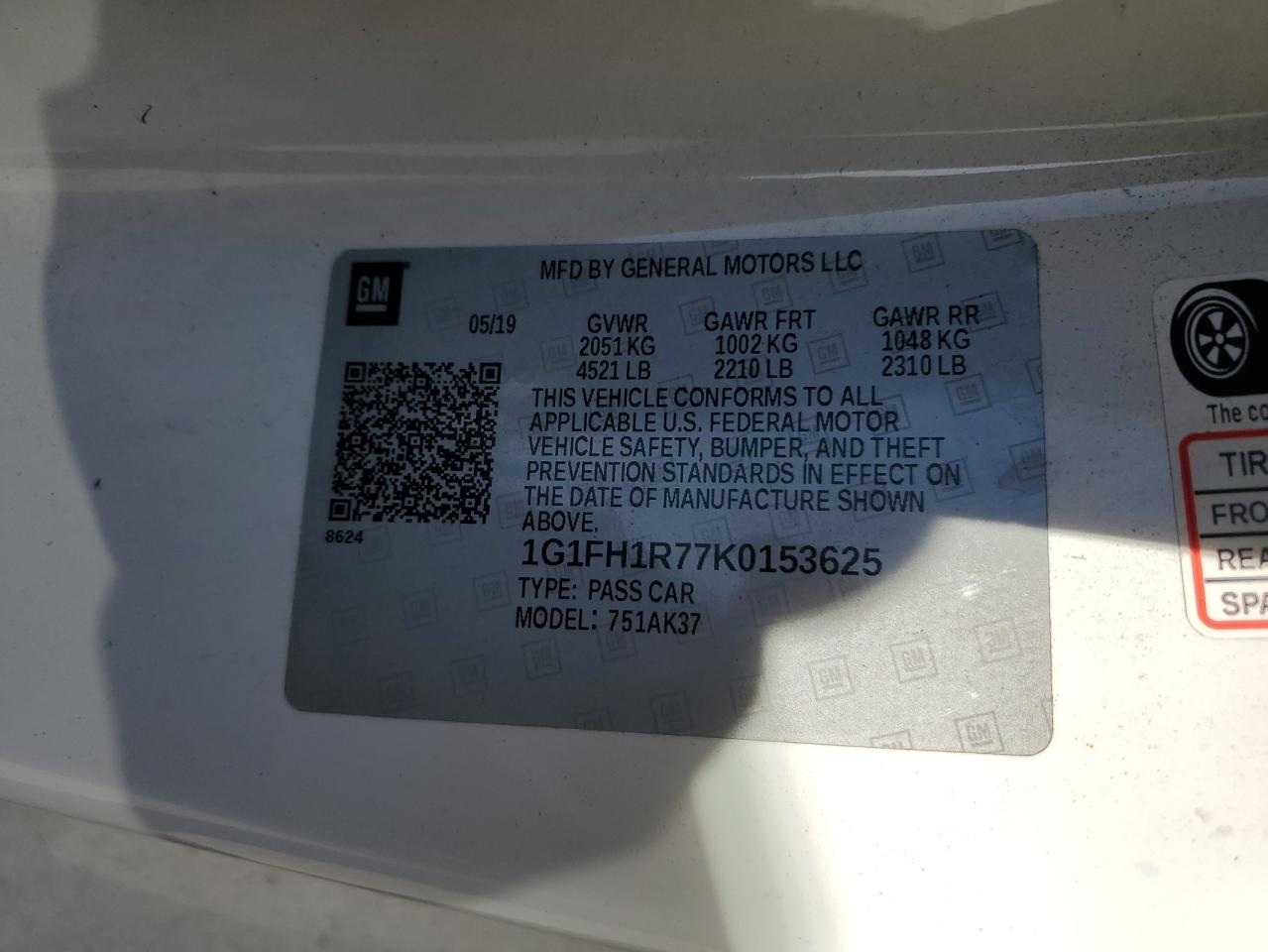 2019 Chevrolet Camaro Ss VIN: 1G1FH1R77K0153625 Lot: 88289385