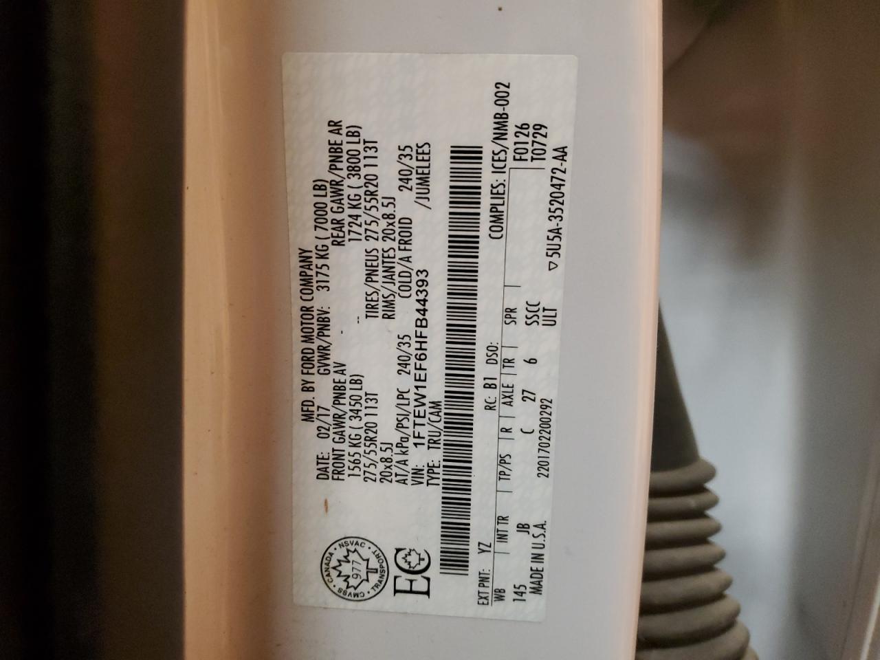 1FTEW1EF6HFB44393 FORD F-150 2017