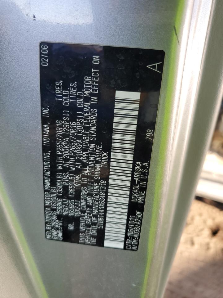 2006 Toyota Tundra Access Cab Sr5 VIN: 5TBBT441X6S481318 Lot: 88798335