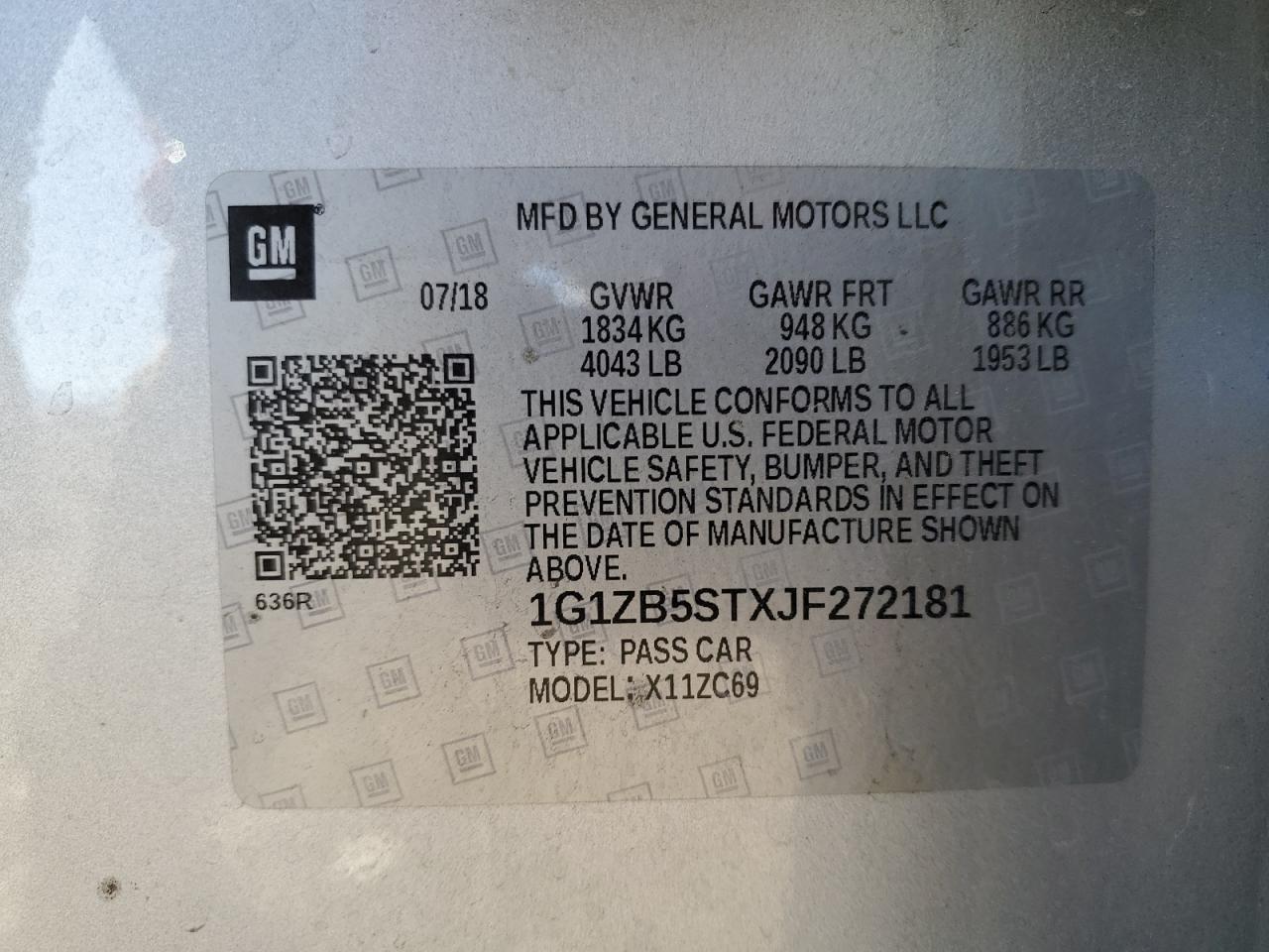 1G1ZB5STXJF272181 CHEVROLET MALIBU 2018