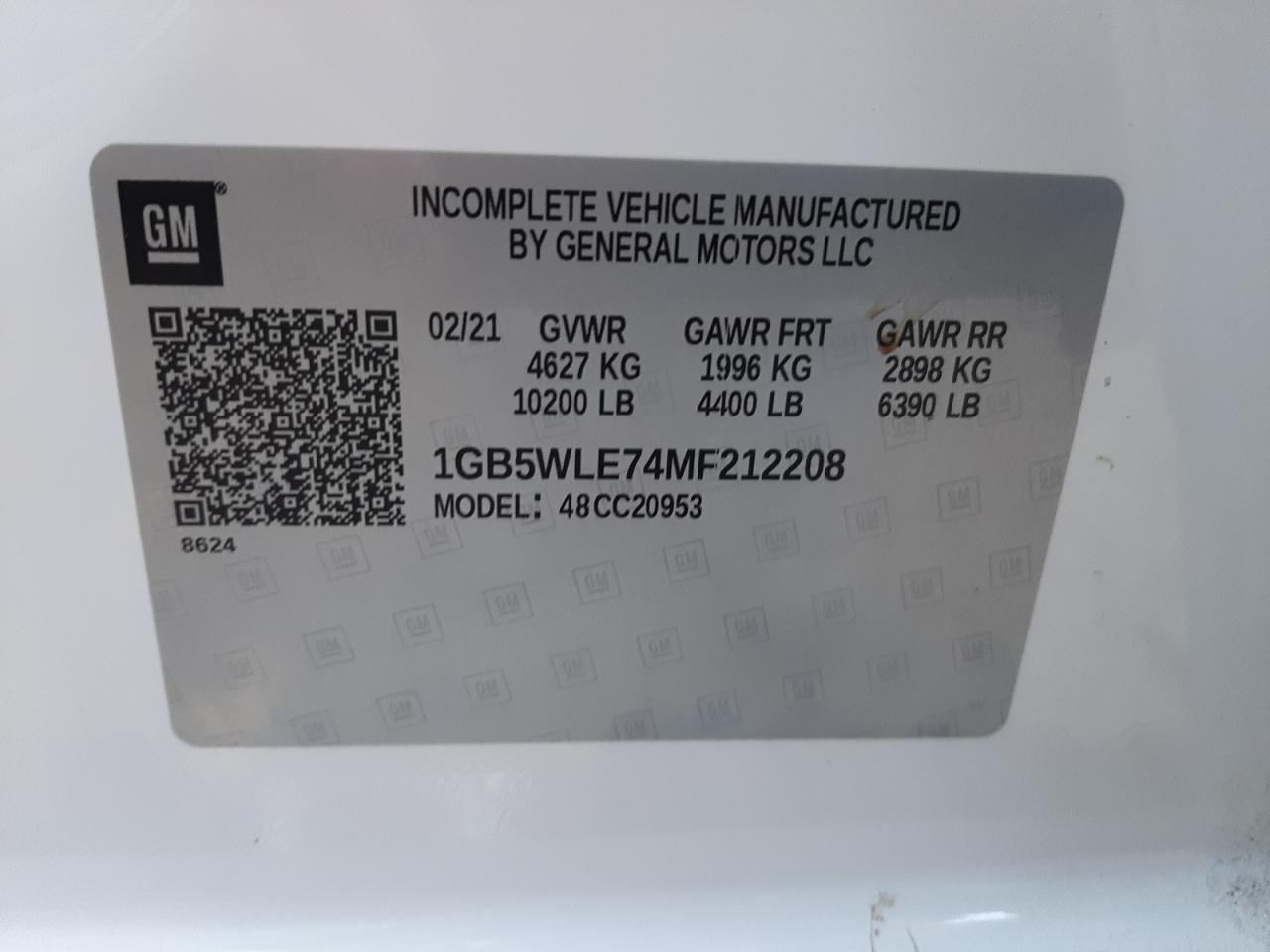 1GB5WLE74MF212208 CHEVROLET ALL Models 2021
