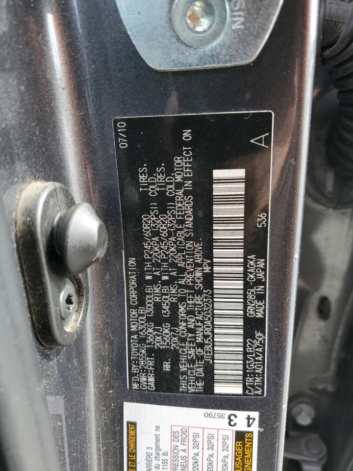 2010 Toyota 4Runner Sr5 VIN: JTEBU5JR0A5032373 Lot: 86162184