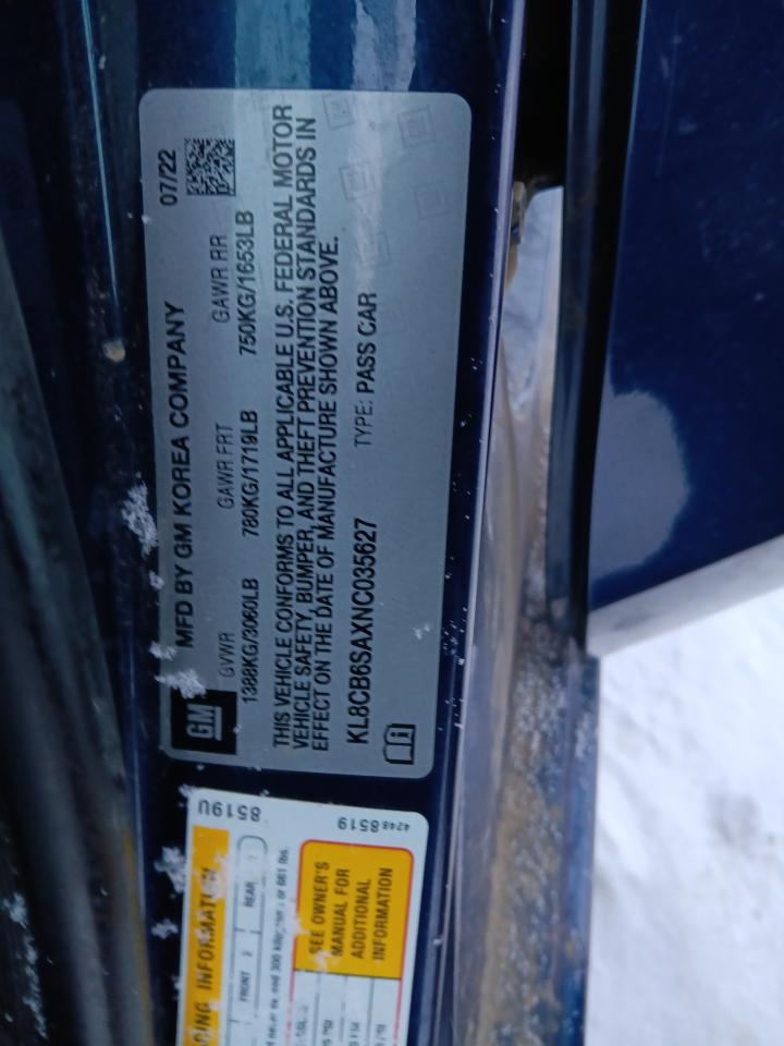 KL8CB6SAXNC035627 CHEVROLET SPARK 2022