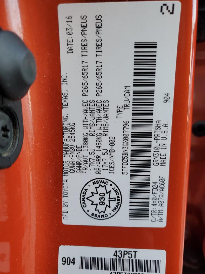 5TFDZ5BN3GX007796 TOYOTA TACOMA 2016