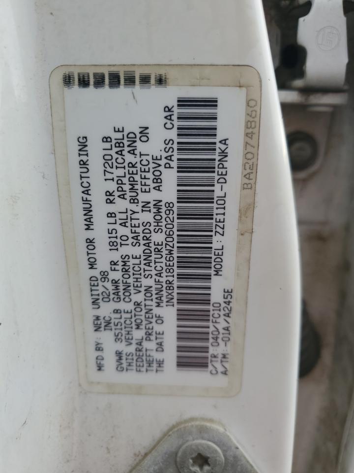 1998 Toyota Corolla Ve VIN: 1NXBR18E6WZ060298 Lot: 43429895