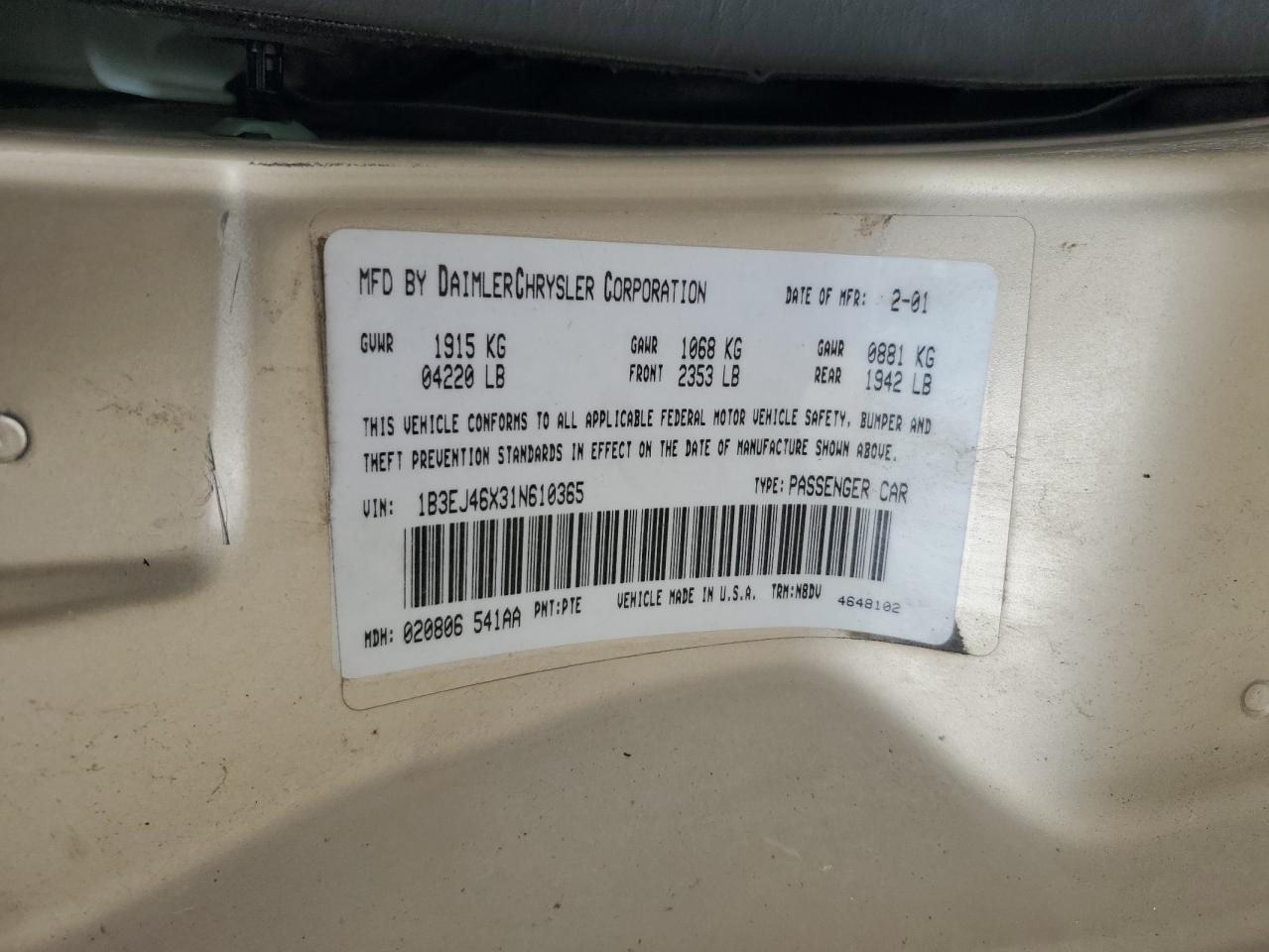 2001 Dodge Stratus - Image 12