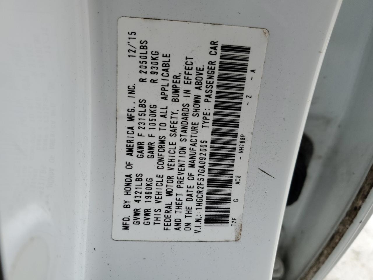 1HGCR2F57GA092005 HONDA ACCORD 2016
