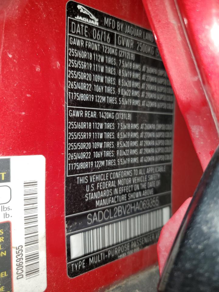 2017 Jaguar F-Pace R - Sport VIN: SADCL2BV2HA069355 Lot: 42989385