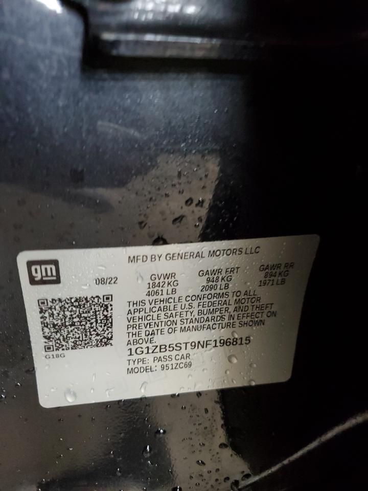 1G1ZB5ST9NF196815 CHEVROLET MALIBU 2022