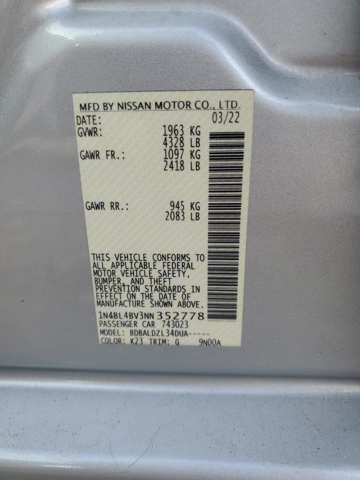 1N4BL4BV3NN352778 NISSAN ALTIMA 2022
