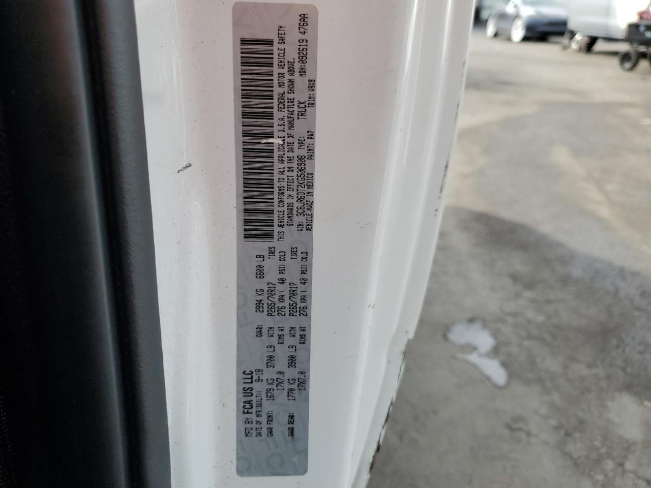 2019 Ram 1500 Classic Tradesman VIN: 3C6JR6DT2KG506906 Lot: 87923195