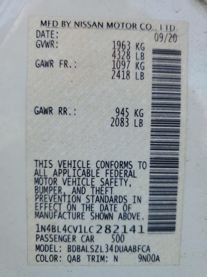1N4BL4CV1LC282141 NISSAN ALTIMA 2020