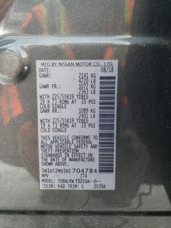 5N1AT2MV3KC704784 NISSAN ROGUE 2019