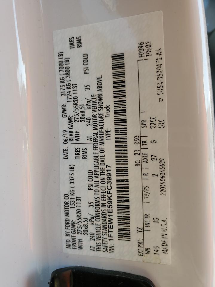 1FTEW1E59KFC39917 FORD F-150 2019