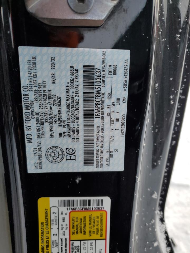 1FA6P8CF8M5103637 FORD MUSTANG 2021