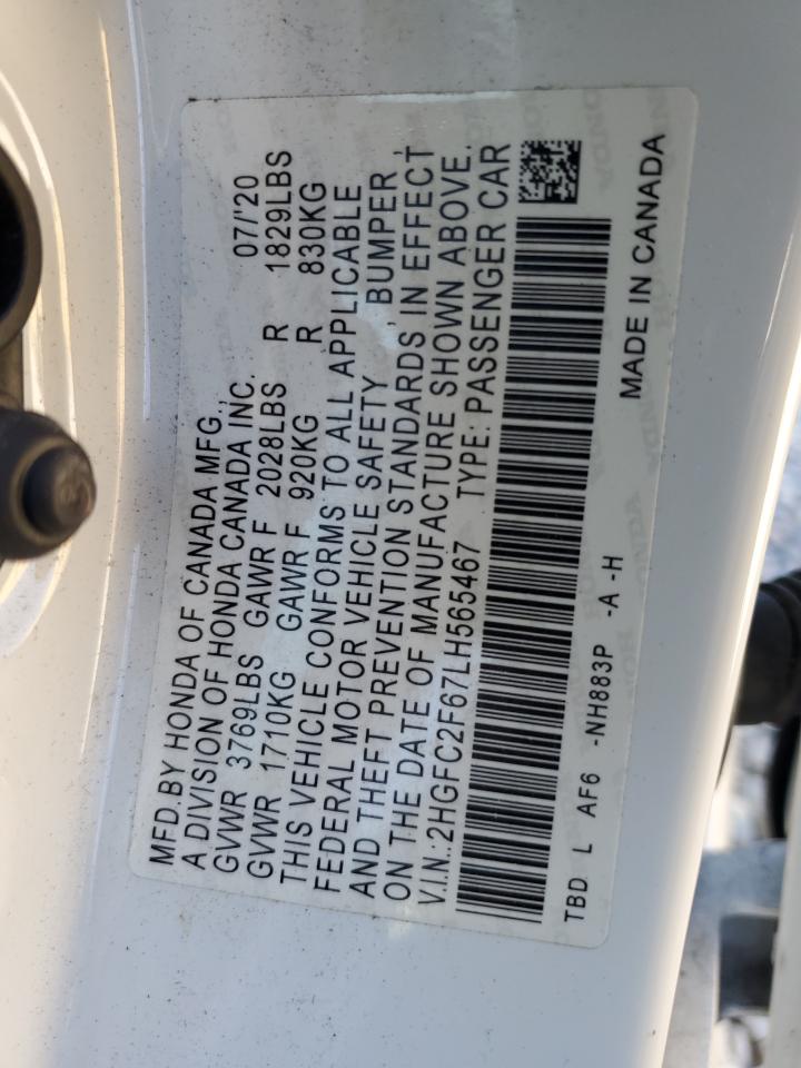 2HGFC2F67LH565467 HONDA CIVIC 2020