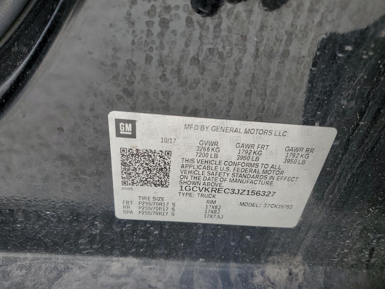 1GCVKREC3JZ156327 CHEVROLET ALL Models 2018