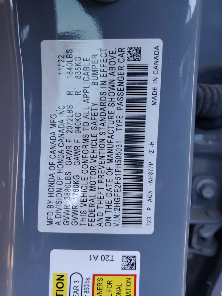 2HGFE2F51PH505031 HONDA CIVIC 2023
