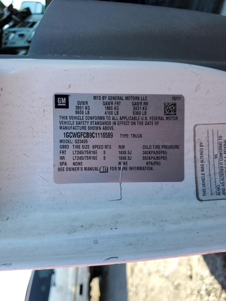 2012 Chevrolet Express G2500 VIN: 1GCWGFCB9C1116589 Lot: 88944775