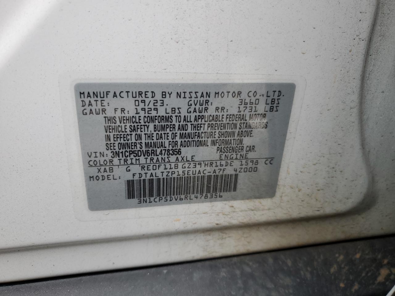 3N1CP5DV6RL478356 NISSAN KICKS 2024