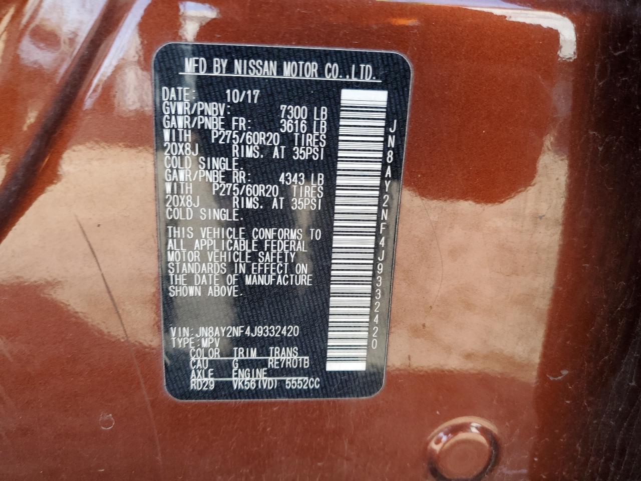 JN8AY2NF4J9332420 NISSAN ARMADA 2018