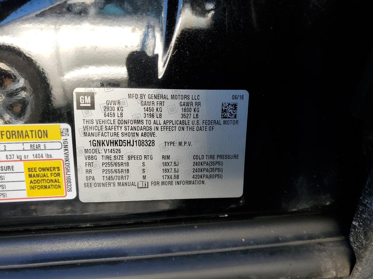 1GNKVHKD5HJ108328 CHEVROLET TRAVERSE 2017