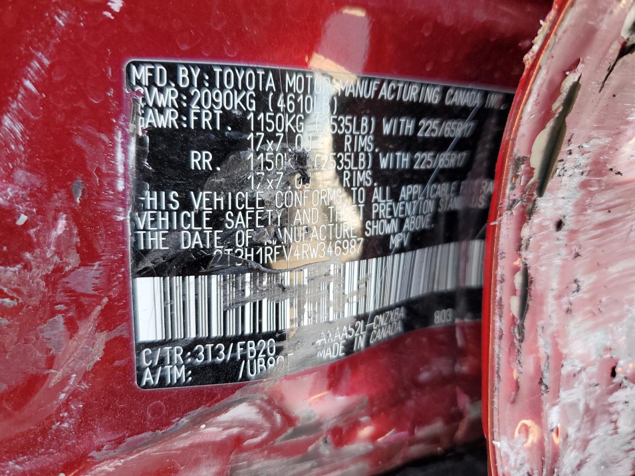 2T3H1RFV4RW346987 TOYOTA RAV4 2024