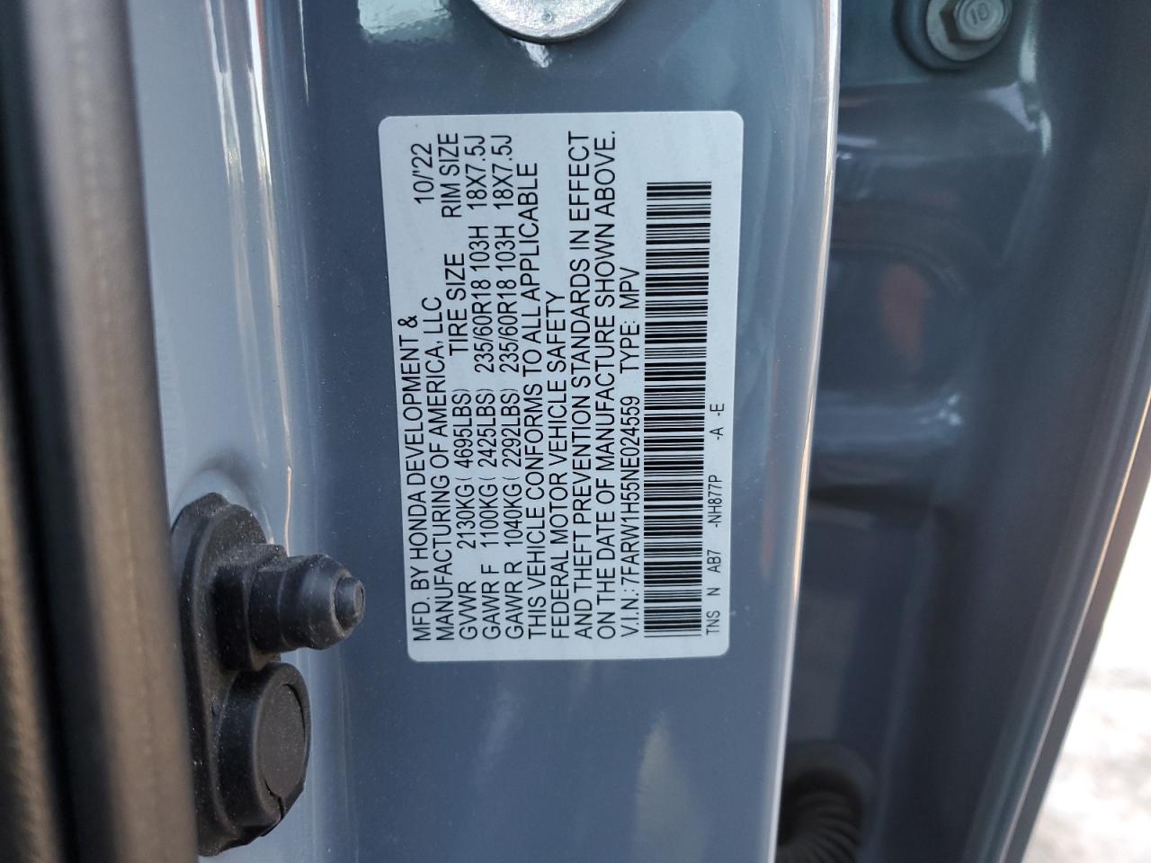 7FARW1H55NE024559 HONDA CRV 2022