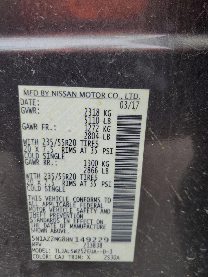 5N1AZ2MG8HN149229 NISSAN MURANO 2017