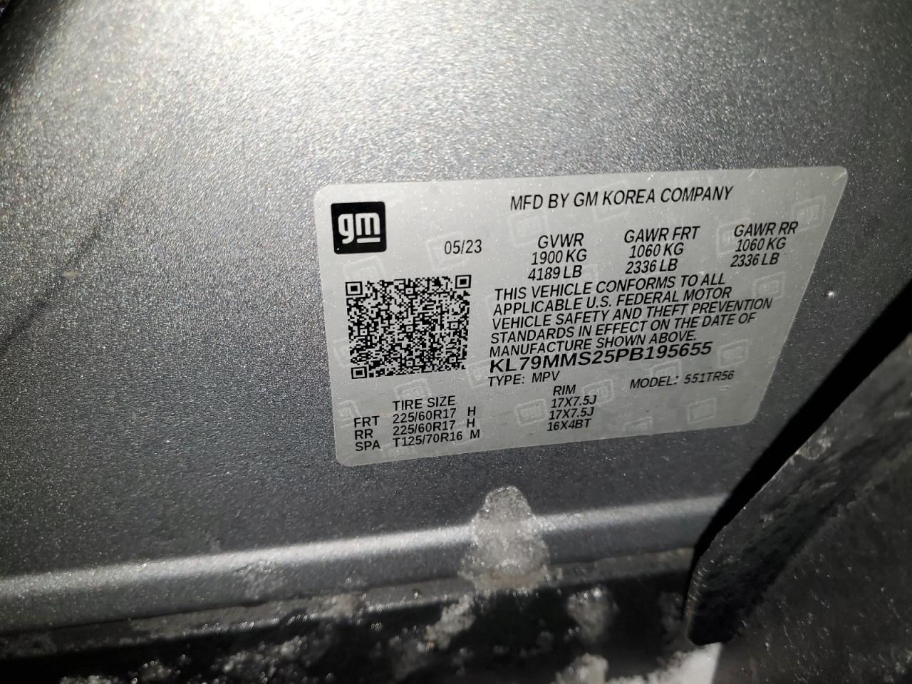 KL79MMS25PB195655 CHEVROLET TRAILBLZR 2023