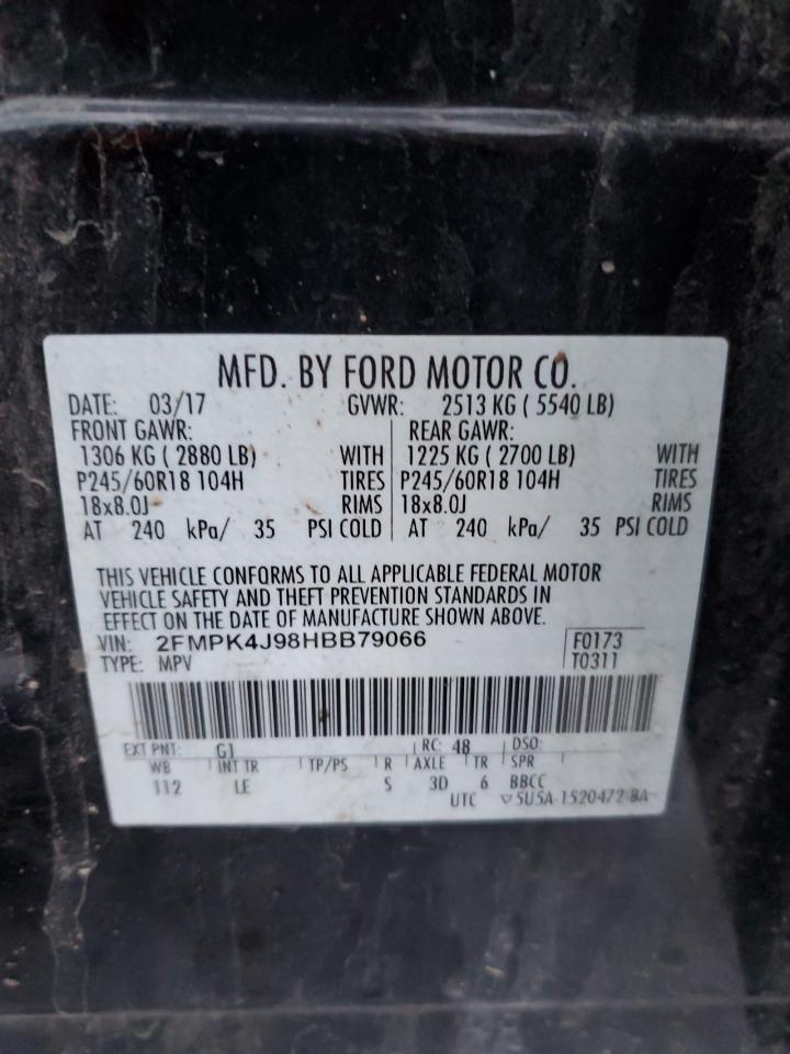 2017 Ford Edge Sel VIN: 2FMPK4J98HBB79066 Lot: 85492814