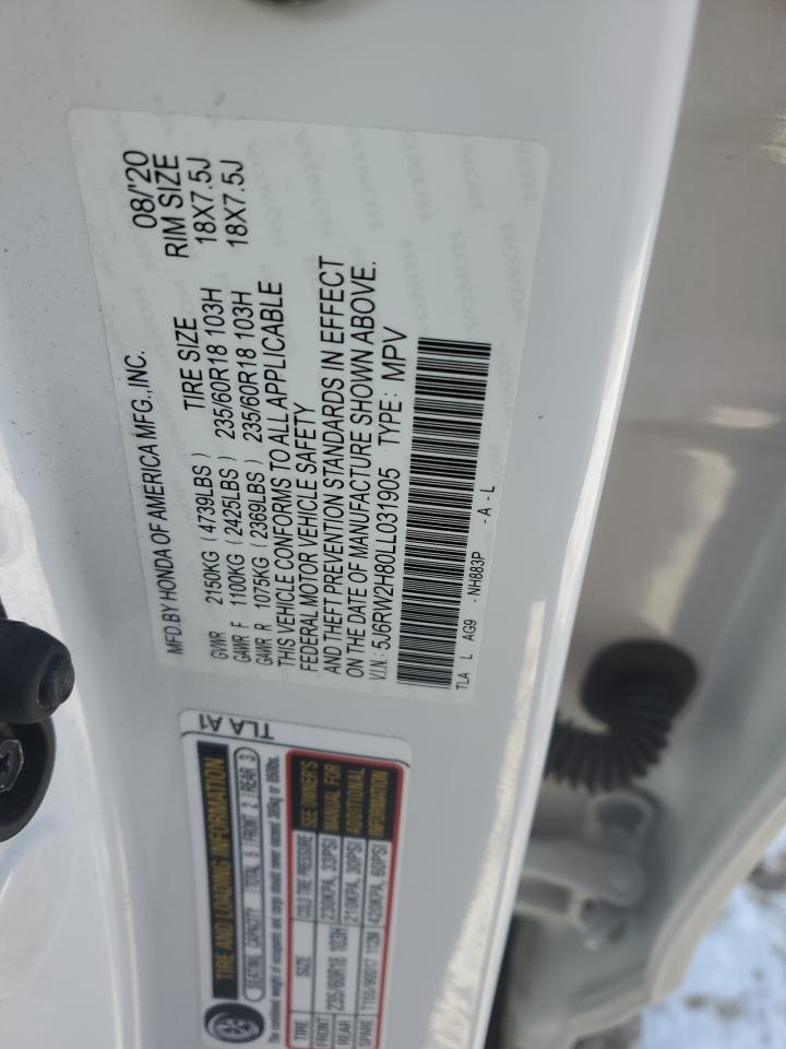 5J6RW2H80LL031905 HONDA CRV 2020