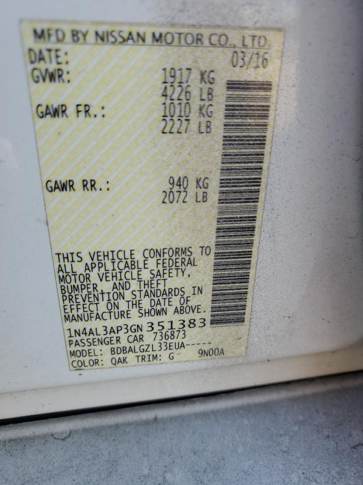 1N4AL3AP3GN351383 NISSAN ALTIMA 2016