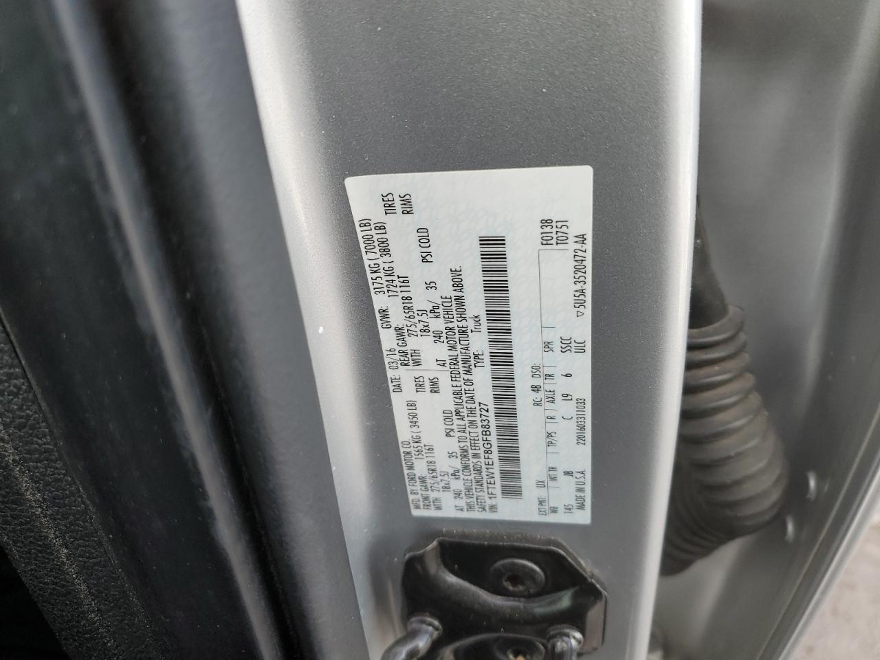 1FTEW1EF8GFB83727 FORD F-150 2016