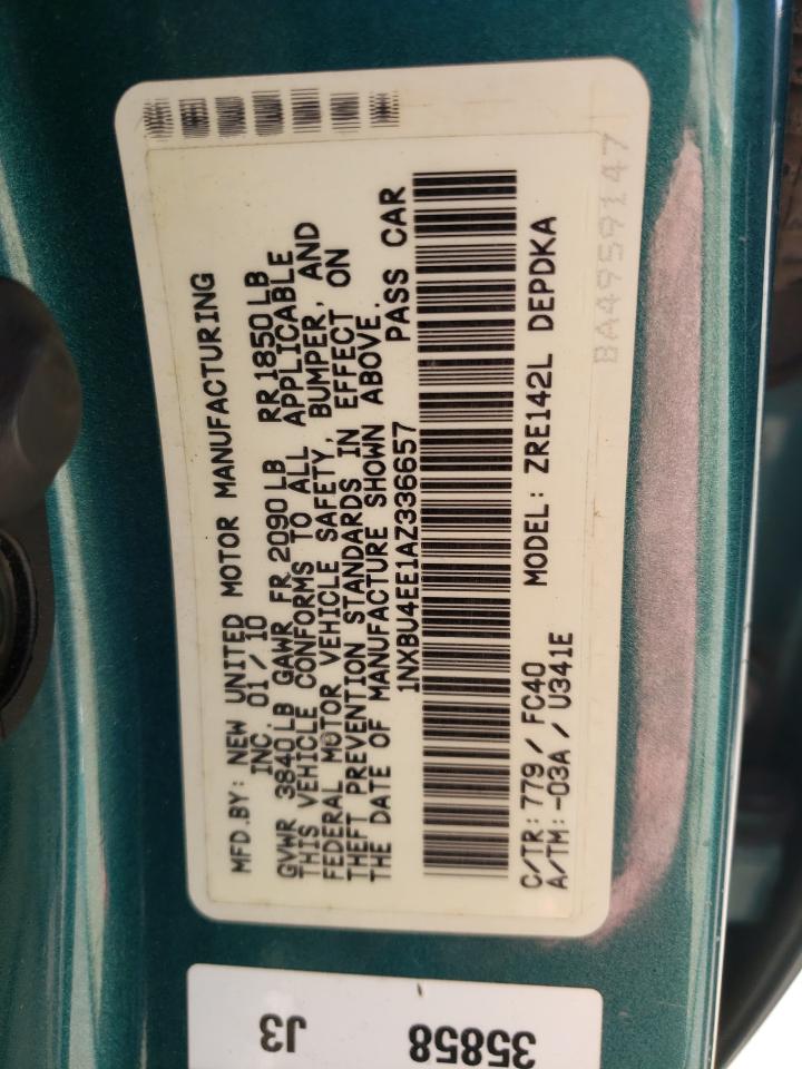 2010 Toyota Corolla Base VIN: 1NXBU4EE1AZ336657 Lot: 88768015