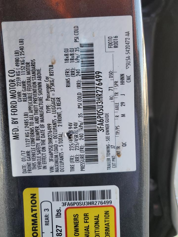 3FA6P0SU3HR276499 FORD FUSION 2017
