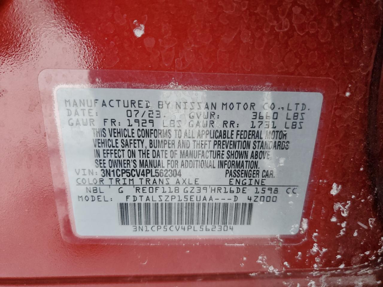 3N1CP5CV4PL562304 NISSAN KICKS 2023