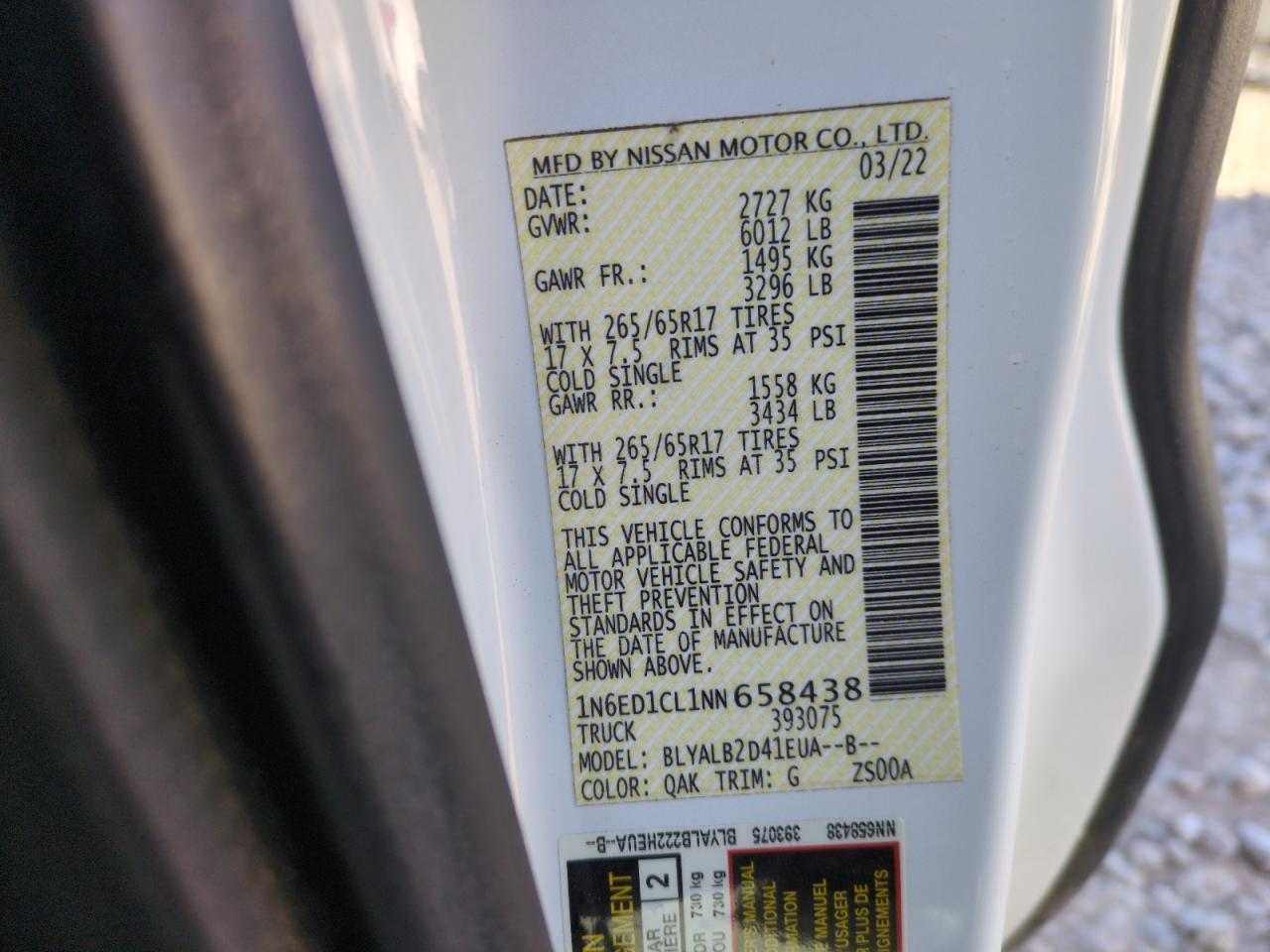 1N6ED1CL1NN658438 NISSAN FRONTIER 2022