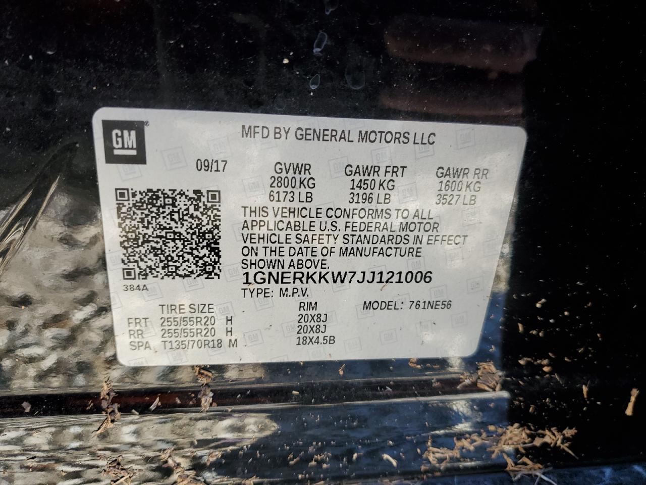 1GNERKKW7JJ121006 CHEVROLET TRAVERSE 2018