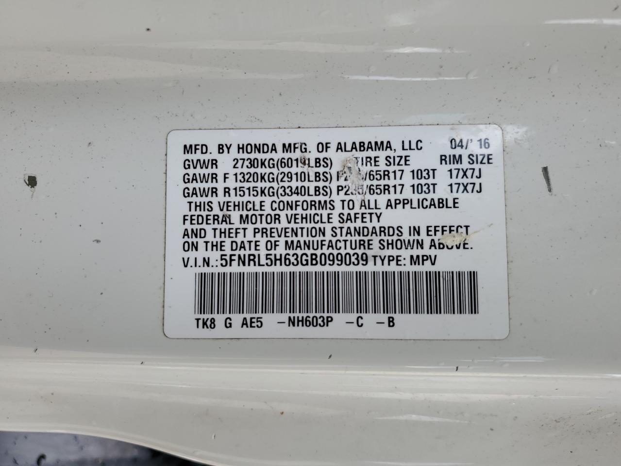 2016 Honda Odyssey - Image 13