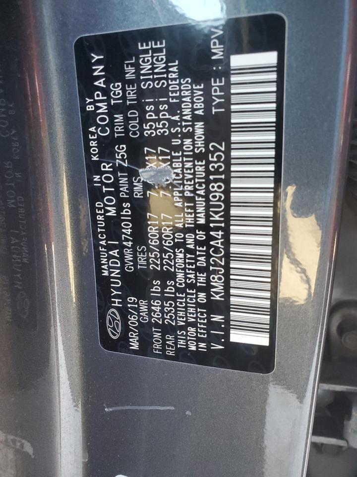 KM8J2CA41KU981352 HYUNDAI TUCSON 2019