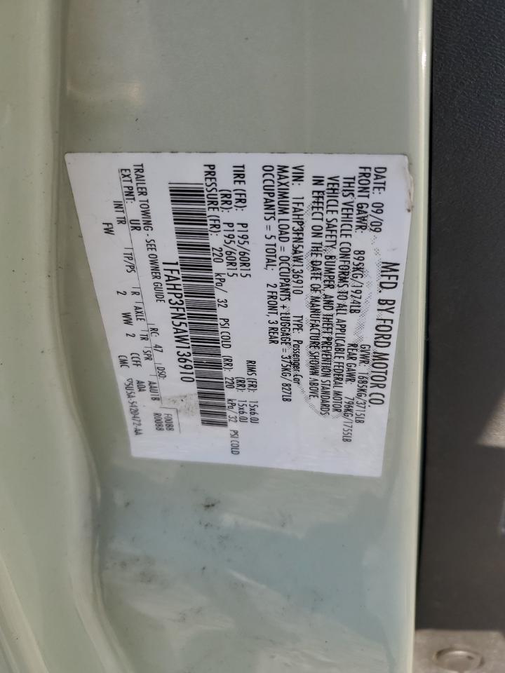 2010 Ford Focus Se VIN: 1FAHP3FN5AW136910 Lot: 96737395