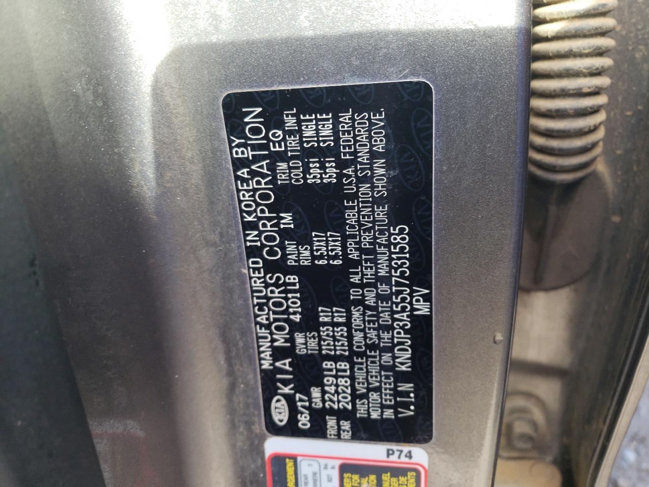 2018 Kia Soul + VIN: KNDJP3A55J7531585 Lot: 41511665