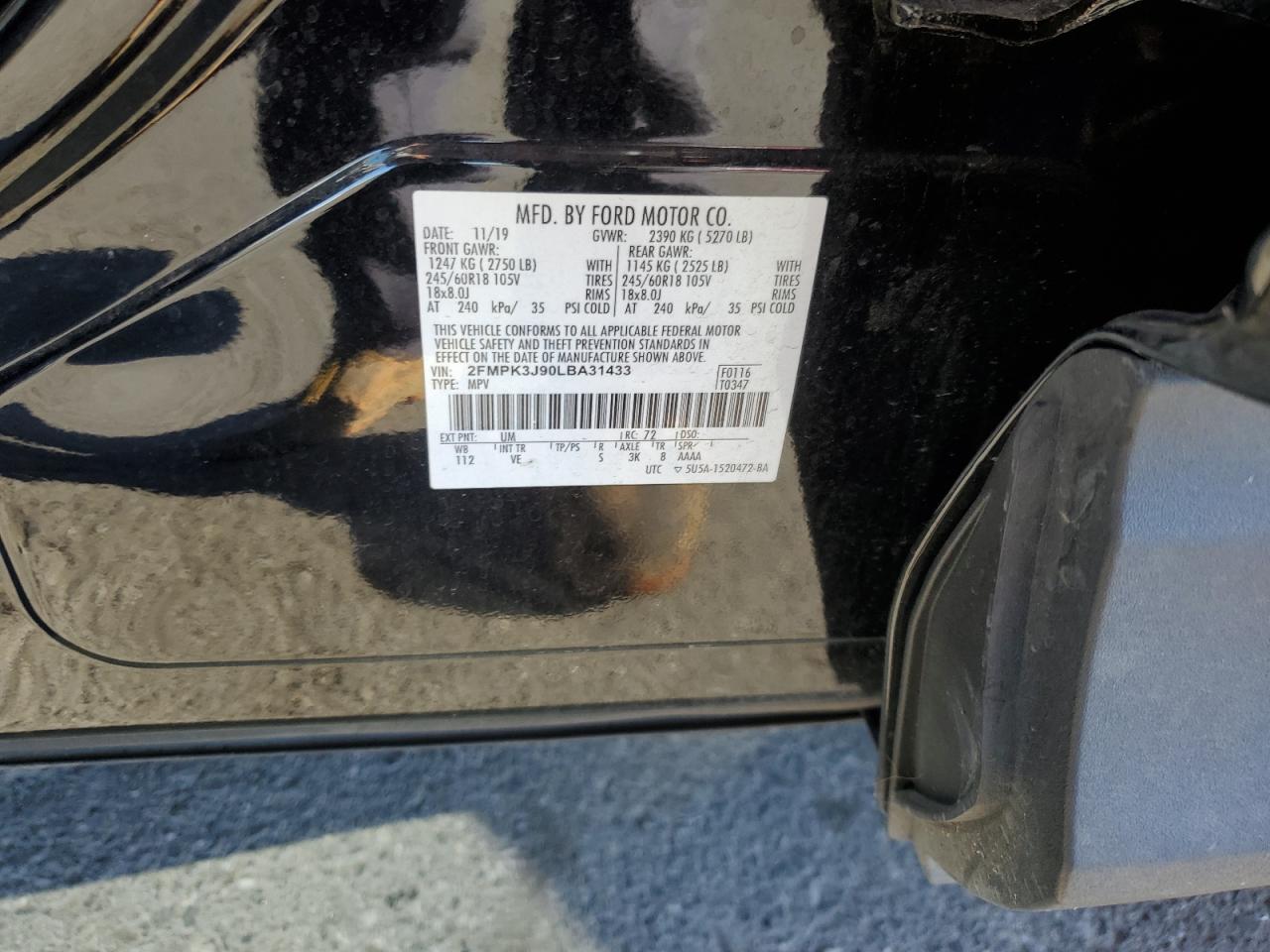 2FMPK3J90LBA31433 FORD EDGE 2020