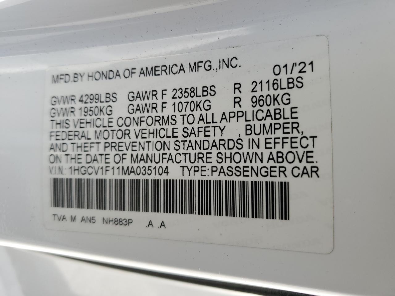 2021 Honda Accord - Image 12